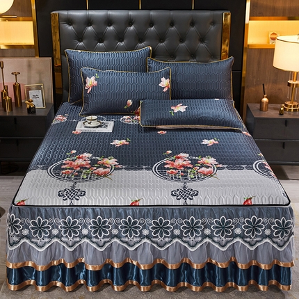 91家纺网 家纺一手货源 找家纺 （总）情恒 2025新款可脱卸印花夹棉冰丝凉席三件套