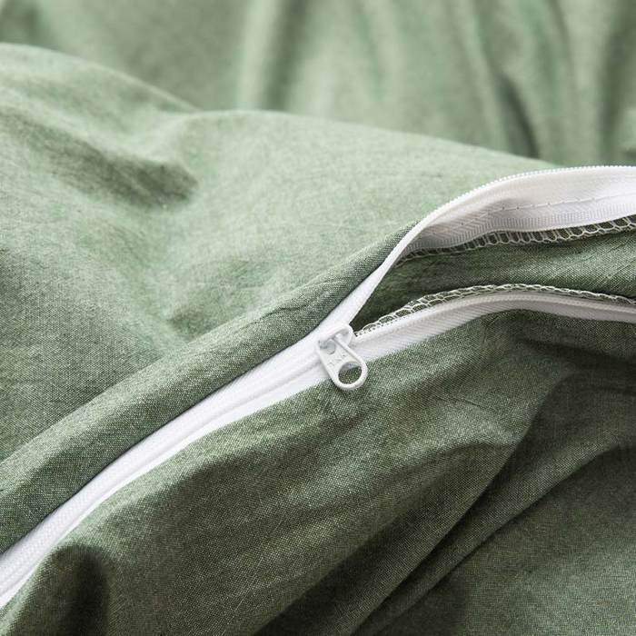 91家纺网 家纺一手货源 找家纺 柠萌家居 2024新款A类全棉色织水洗棉无印风四件套 一抹绿