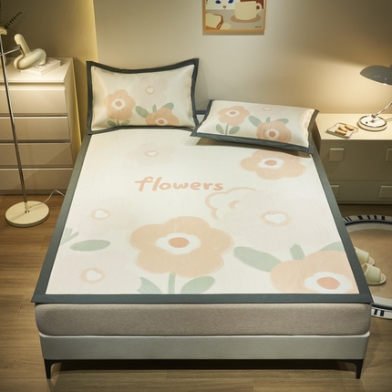 21度C 2024新款卡通大版数码印花冰藤席 华美爱恋-床席款