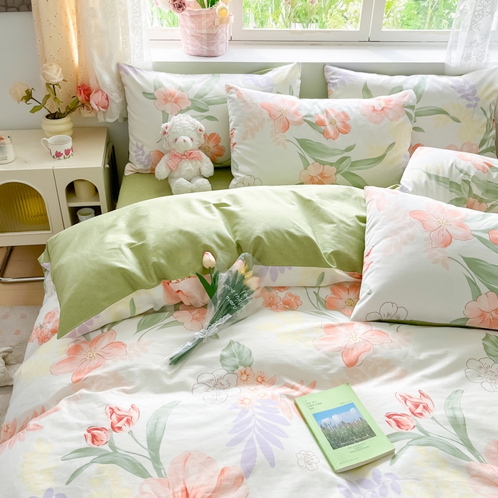 91家纺网 家纺一手货源 找家纺 芊寻家居 2024新款全棉13372花卉系列四件套 楚楚动人