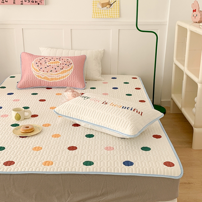 91家纺网 家纺一手货源 找家纺 昔可家纺 2024新款床笠款乳胶席 彩色波点