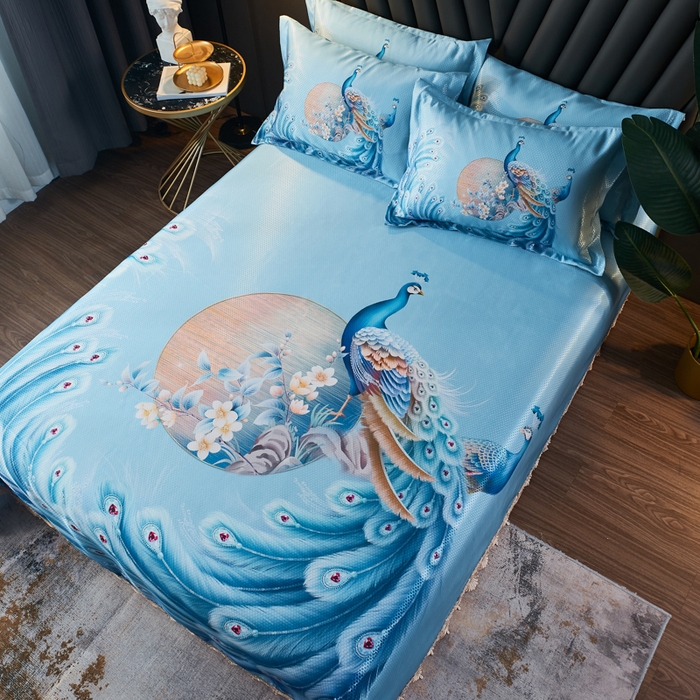 91家纺网 家纺一手货源 找家纺 大境 2024新款900d窝蜂冰丝凉席三件套 倾城之恋