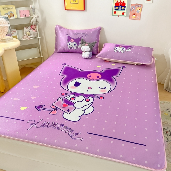 91家纺网 家纺一手货源 找家纺 博雅 2024新款三丽鸥凉感丝凉席夏被套件 大版-信封库洛米