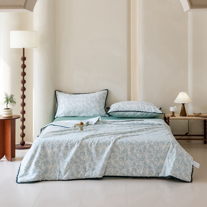 91家纺网 家纺一手货源 找家纺 梦依依 2025新款全棉大豆纤维被-风格二 森物语-兰