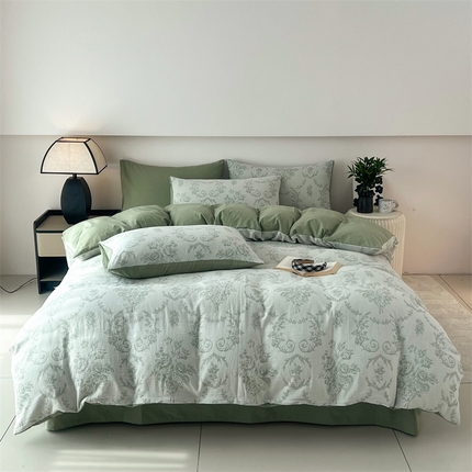 HL原创 2024新款原创双层纱提花四件套 陌上花开-绿