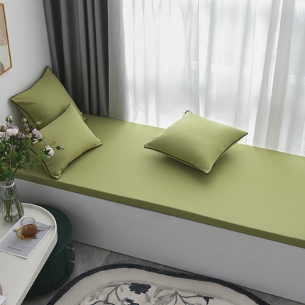 多米家居 2024新款素色提花全棉砂洗飘窗垫可定制任何尺寸-彩棉  彩棉-绿