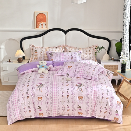 91家纺网 家纺一手货源 找家纺 （总2）喜四方 2024新款全棉磨毛纯棉印花四件套