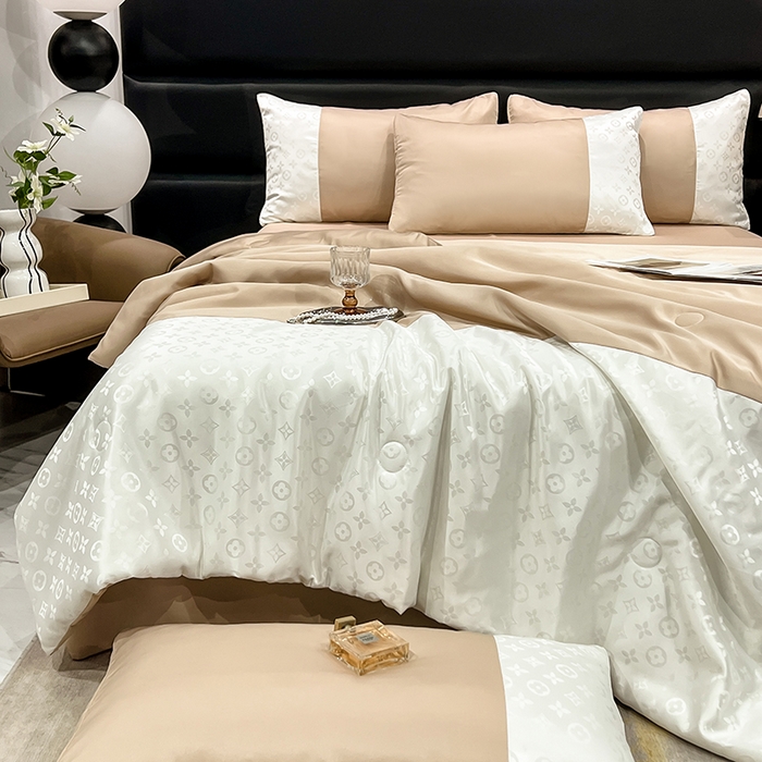 91家纺网 家纺一手货源 找家纺 梦之岛 2024新款水洗真丝提花空调被夏被四件套-路易公主 路易公主-香槟