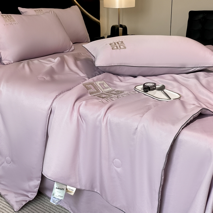 91家纺网 家纺一手货源 找家纺 露梦家纺 2025新款水洗真丝刺绣夏被-梵希 梵希-丁香紫