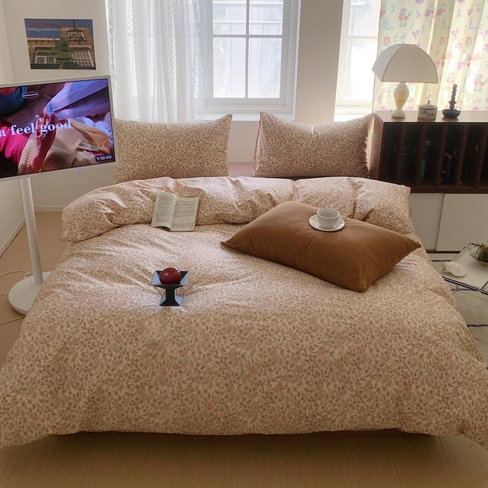 91家纺网 家纺一手货源 找家纺 六巷胡同 2024新款INS韩国博主风小碎花四件套 素商