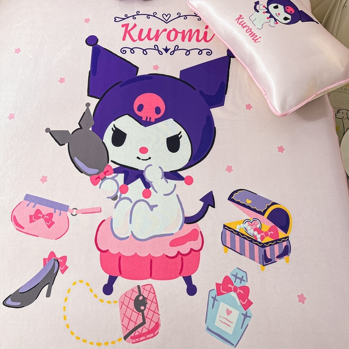 91家纺网 家纺一手货源 找家纺 博雅 2024新款三丽鸥凉感丝凉席夏被套件 大版-时尚库洛米