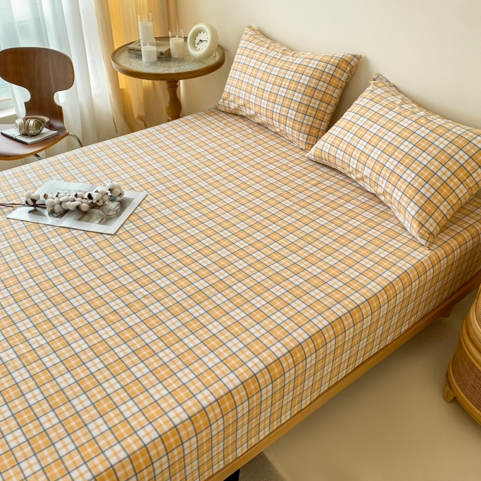 91家纺网 家纺一手货源 找家纺 寐眠 2024新款全棉水洗棉床单床笠单品-单床笠 蜂蜜黄