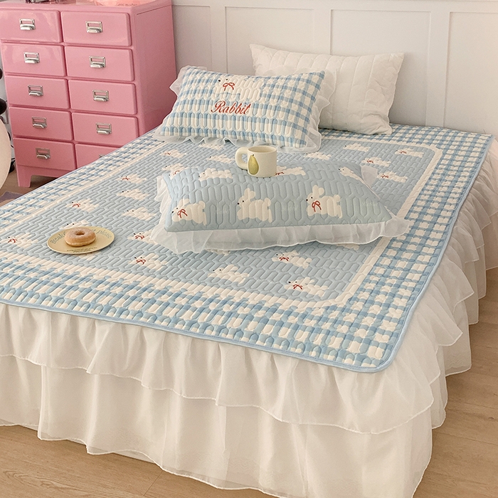 91家纺网 家纺一手货源 找家纺 昔可家纺 2024新款床裙款乳胶席 蝴蝶结小兔