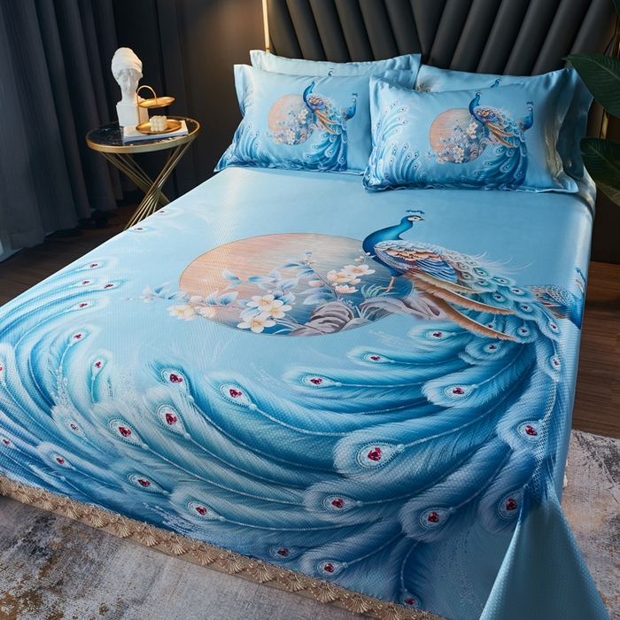 91家纺网 家纺一手货源 找家纺 大境 2024新款900d窝蜂冰丝凉席三件套 倾城之恋