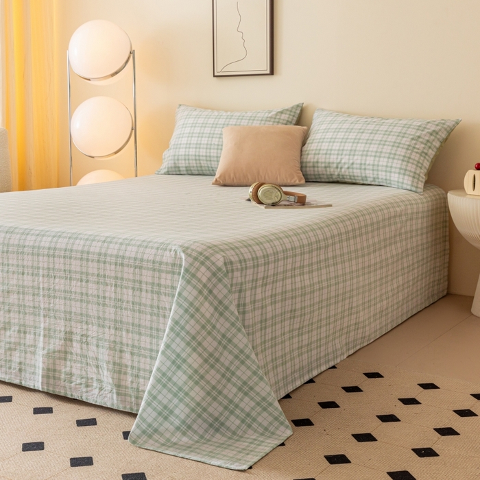 91家纺网 家纺一手货源 找家纺 寐眠 2024新款全棉水洗棉床单床笠单品-单床单 糖果绿