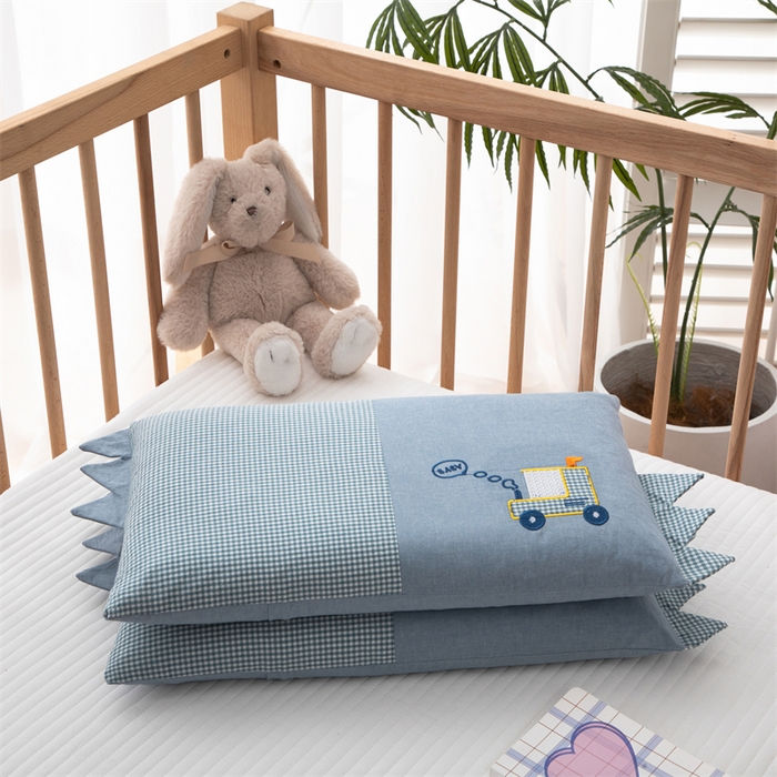 91家纺网 家纺一手货源 找家纺 织布人 2024新款荞麦枕全棉水洗棉婴幼儿童枕0-6-12岁卡通枕套+荞麦枕芯 30*50cm/只 童趣荞麦枕-火车头