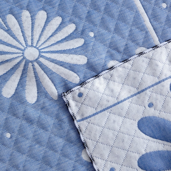 91家纺网 家纺一手货源 找家纺 朴尔-2024新款AB版蜂窝提花锁边立体枕巾50*76cm一对 太阳花-蓝