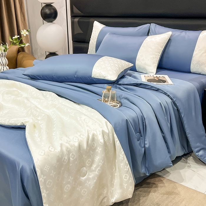 91家纺网 家纺一手货源 找家纺 梦之岛 2024新款水洗真丝提花空调被夏被四件套-路易公主 路易公主-蓝