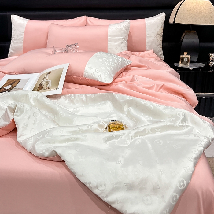 91家纺网 家纺一手货源 找家纺 梦之岛 2024新款水洗真丝提花空调被夏被四件套-路易公主 路易公主-粉