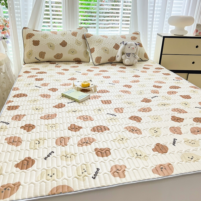 91家纺网 家纺一手货源 找家纺 佳梦达 2025新款0.4厚度印花凉感丝乳胶凉席 趣味狗