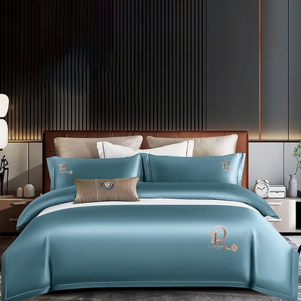 91家纺网 家纺一手货源 找家纺 （总）浩情国际婚庆供货中心 2026新款160支长绒棉刺绣简约四件套--北慕系列