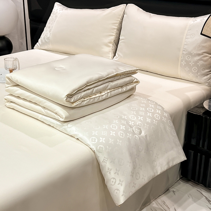 91家纺网 家纺一手货源 找家纺 梦之岛 2024新款水洗真丝提花空调被夏被四件套-路易公主 路易公主-奶白