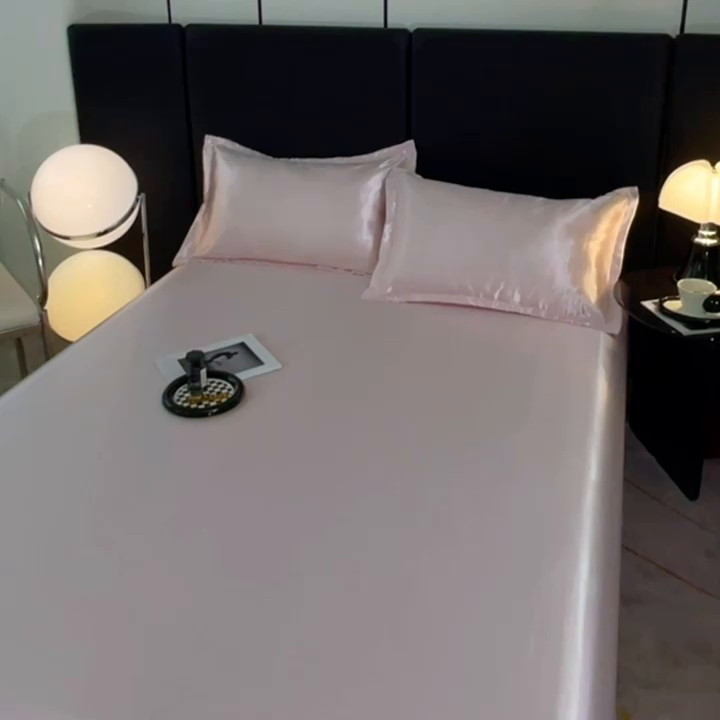 91家纺网 家纺一手货源 找家纺 梦舒羽 2025新款可水洗冰丝床垫保护套床笠三件套 淡雅玉