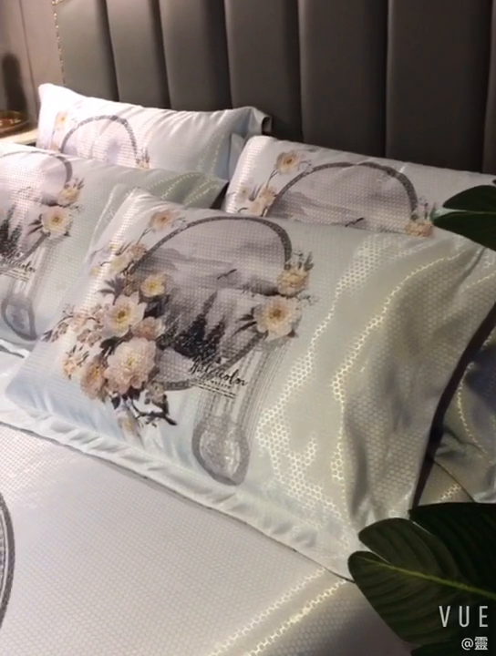 91家纺网 家纺一手货源 找家纺 大境 2024新款900d窝蜂冰丝凉席三件套 花开富贵