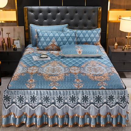 91家纺网 家纺一手货源 找家纺 （总）情恒 2025新款可脱卸印花夹棉冰丝凉席三件套