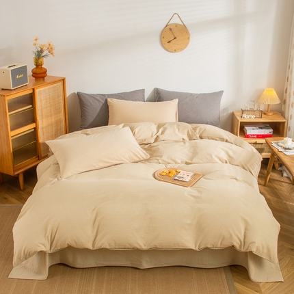 91家纺网 家纺一手货源 找家纺 （总）柠萌家居 2024新款A类全棉色织水洗棉无印风四件套