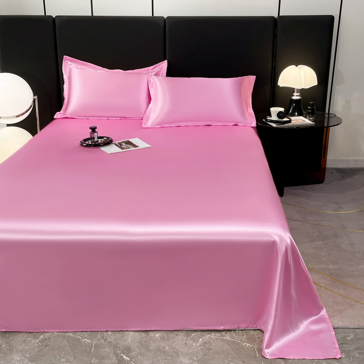 91家纺网 家纺一手货源 找家纺 梦舒羽 2025新款可水洗冰丝床垫保护罩防尘床单三件套 粉色