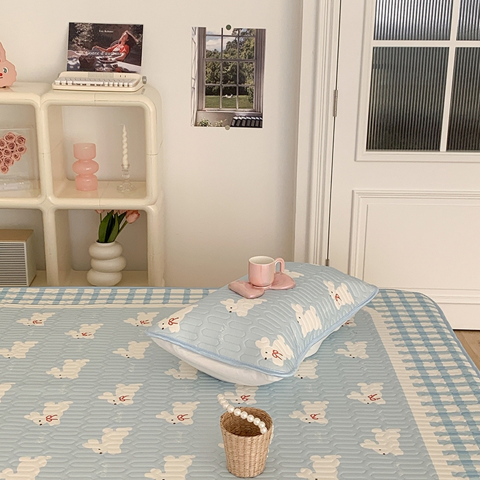 91家纺网 家纺一手货源 找家纺 昔可家纺 2024新款床笠款乳胶席 蝴蝶结小兔