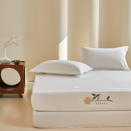 91家纺网 家纺一手货源 找家纺 （总）秀色家纺 2025新款A类50支贡缎长绒棉刺绣床笠 唤醒系列-劳拉