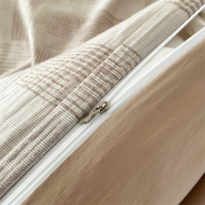 91家纺网 家纺一手货源 找家纺 HL原创 2024新款原创双层纱提花四件套 几何-咖