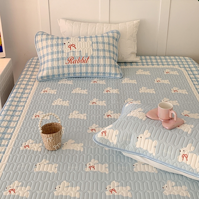 91家纺网 家纺一手货源 找家纺 昔可家纺 2024新款床笠款乳胶席 蝴蝶结小兔