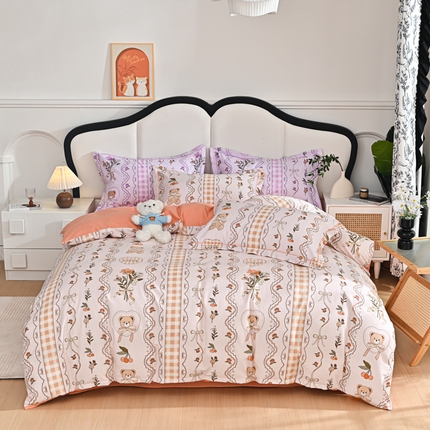 91家纺网 家纺一手货源 找家纺 （总2）喜四方 2024新款全棉磨毛纯棉印花四件套