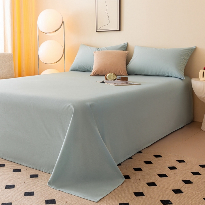 91家纺网 家纺一手货源 找家纺 寐眠 2024新款全棉水洗棉床单床笠单品-单床单 浅蓝