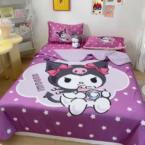 91家纺网 家纺一手货源 找家纺 博雅 2024新款三丽鸥凉感丝凉席夏被套件 大版-快乐库洛米