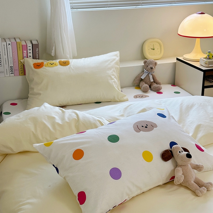 91家纺网 家纺一手货源 找家纺 澳萝拉 2024新款纯棉毛巾绣卡通四件套 酥酥熊