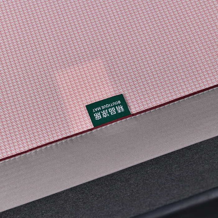 91家纺网 家纺一手货源 找家纺 简一 2024新款A类抗菌冰丝席--床单款 小千鸟格-经典抗菌席-粉