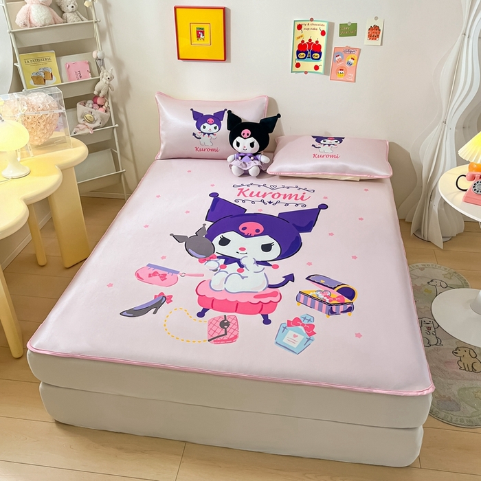 91家纺网 家纺一手货源 找家纺 博雅 2024新款三丽鸥凉感丝凉席夏被套件 大版-时尚库洛米