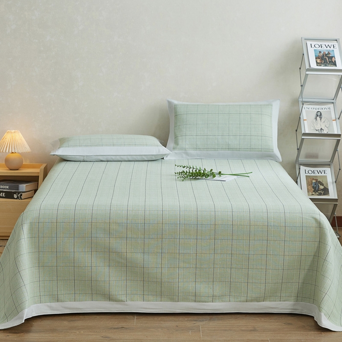 91家纺网 家纺一手货源 找家纺 金泰莱 2025新款加厚老粗布凉席三件套全棉老粗布床单纯棉床单软凉席 朝歌