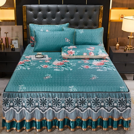 91家纺网 家纺一手货源 找家纺 （总）情恒 2025新款可脱卸印花夹棉冰丝凉席三件套