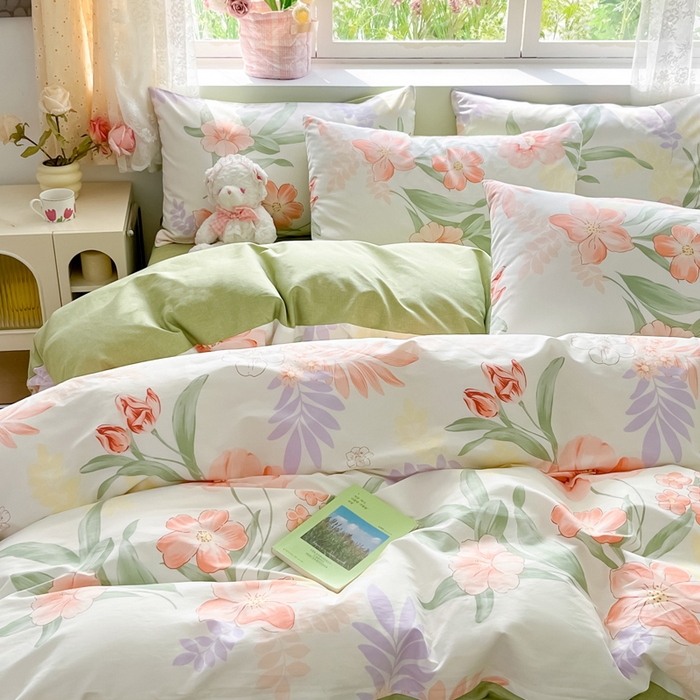 91家纺网 家纺一手货源 找家纺 芊寻家居 2024新款全棉13372花卉系列四件套 楚楚动人