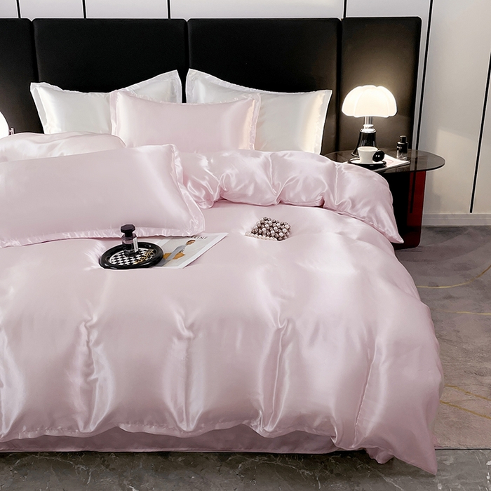 91家纺网 家纺一手货源 找家纺 梦舒羽 2025新款可水洗冰丝被套床单枕套夏季四件套 淡雅玉