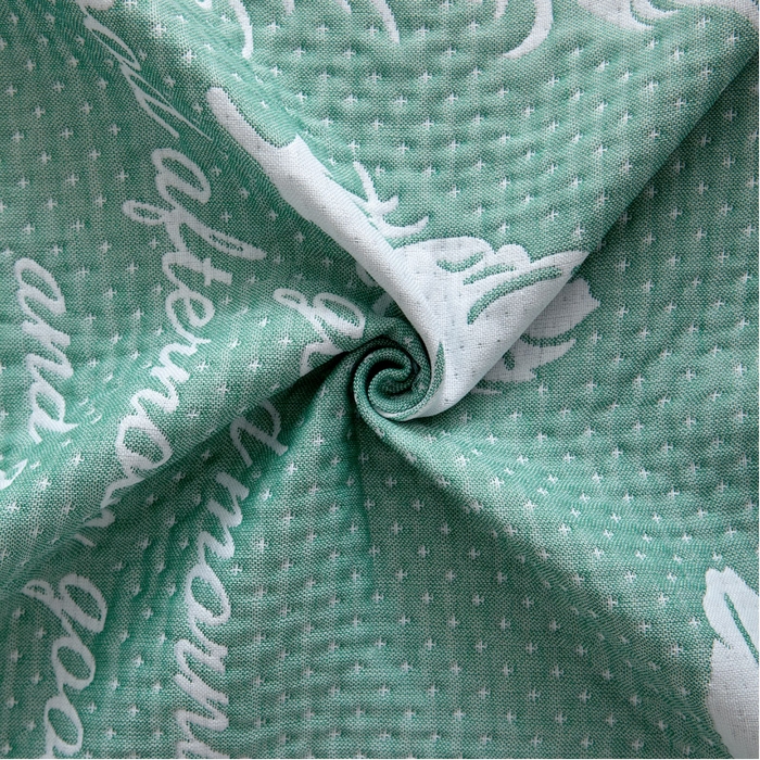 91家纺网 家纺一手货源 找家纺 朴尔-2024新款AB版蜂窝提花锁边立体枕巾50*76cm一对 凤羽飞舞-绿