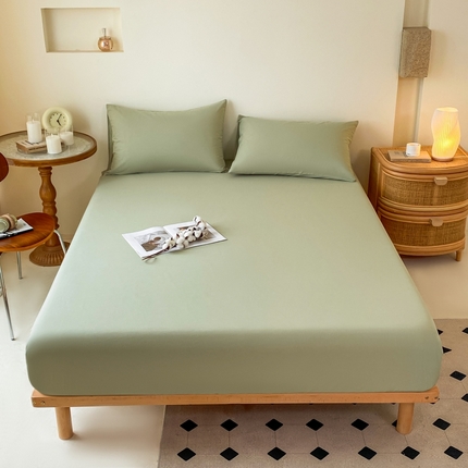 寐眠 2024新款全棉水洗棉床单床笠单品-单床笠 豆绿