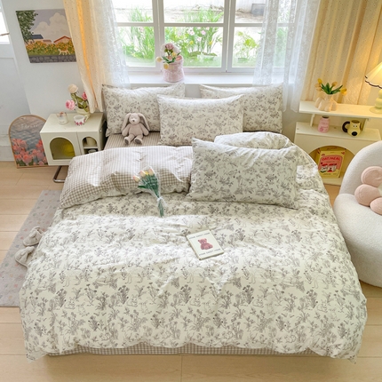 芊寻家居 2024新款全棉13372花卉系列四件套 开心农场