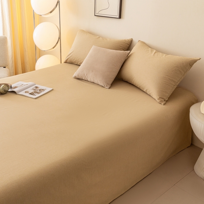 91家纺网 家纺一手货源 找家纺 寐眠 2024新款全棉水洗棉床单床笠单品-单床单 浅咖