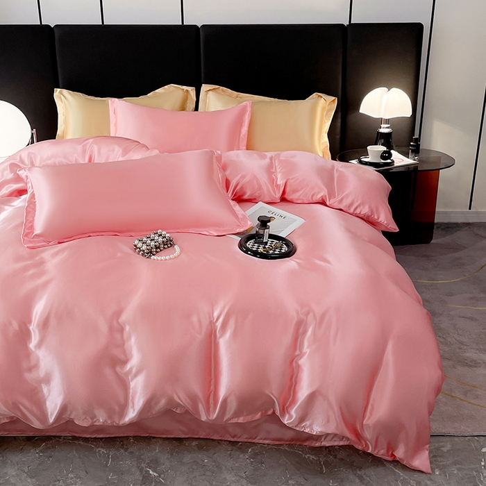 91家纺网 家纺一手货源 找家纺 梦舒羽 2025新款可水洗冰丝被套床单枕套夏季四件套 玉色